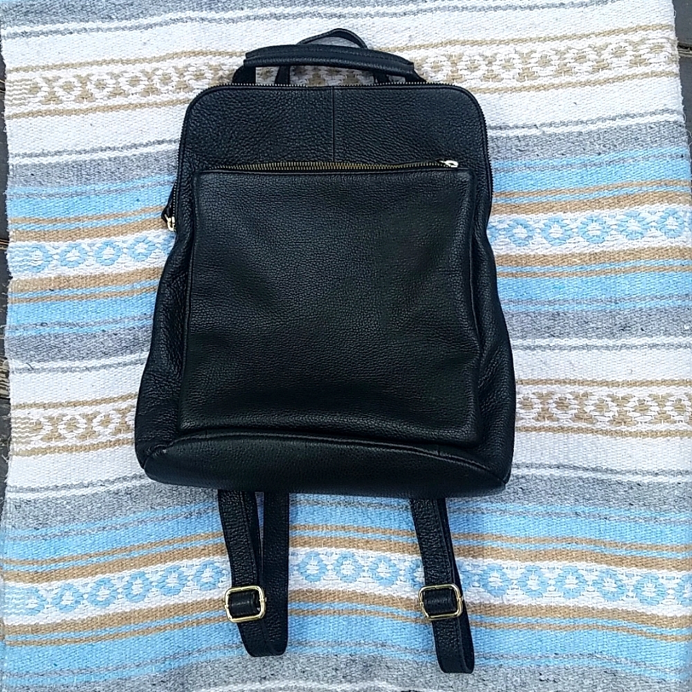Black leather backpack purse